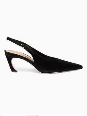 22 Eleve 65 MM Suede Curved-Heel Pumps Sz.39 US Sz.9 Black Genuine Suede Leather